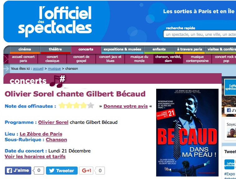 doc presse l'officiel des spectacle olivier sorel chante gilbert becaud